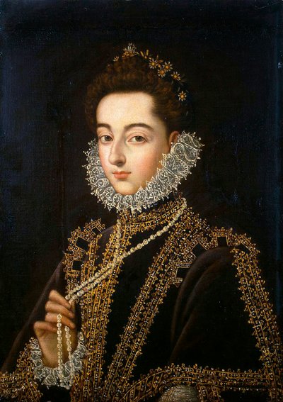 スペインのインファンタ キャサリン ミシェルの肖像、1567～1597 年、1582～1585 年。 作： Alonso Sánchez Coello