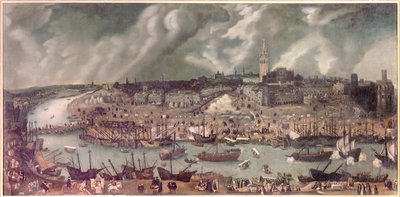 セビーリャ市街の眺め（スペイン） アロンソ・サンチェス・コエロ（サンチェス・コエロ）（1531年頃～1588年）の作品とされる絵画 16世紀末頃 作： Alonso Sánchez Coello