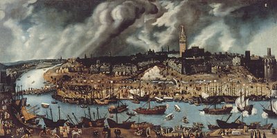 セビリアの港、1590年頃 作： Alonso attr. to Sanchez Coello
