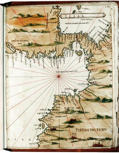 中米・ペルーの地図 作： Alonso de Santa Cruz
