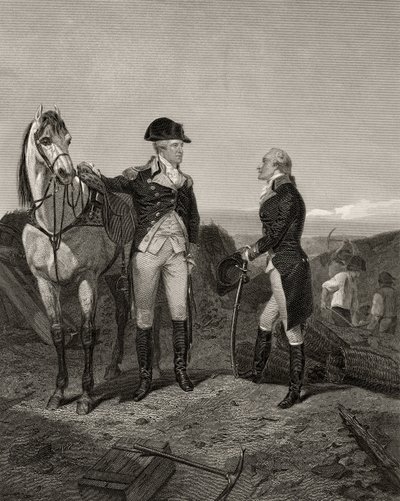 ジョージワシントンとアレクサンダーハミルトンの最初の会議、「ワシントンの生涯と時代」第1巻、1857年発行 作： Alonzo Chappel