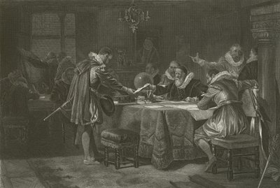 ヘンリーハドソンがオランダの東インド会社から任務を受け取った1609 作： Alonzo Chappel