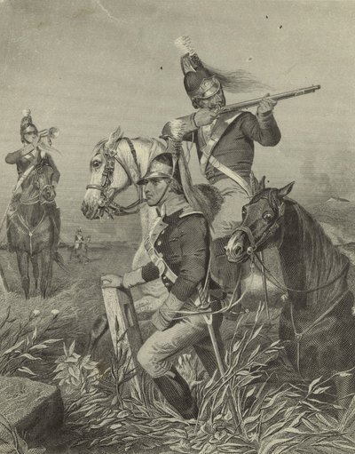 ギルフォードの戦いでリーの騎兵小競り合い、1858 作： Alonzo Chappel