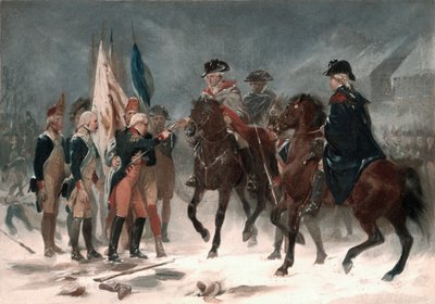 1858年1858年12月26日、トレントンの戦いでラル大佐の降伏（油に段ボール） 作： Alonzo Chappel