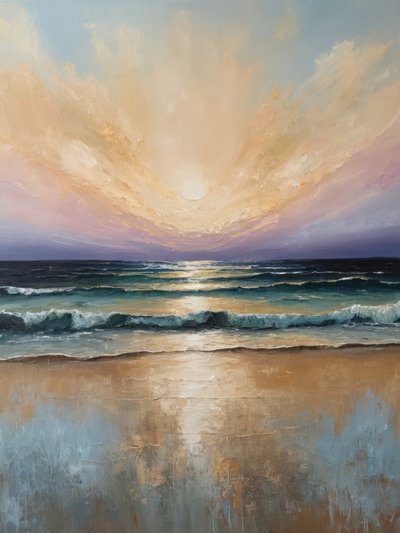 黄金色の海に沈む夕日 作： Alpenglow Workshop