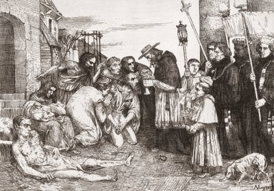 ローマのペスト犠牲者（エングレーヴィング） 作： Alphonse (after) Legros