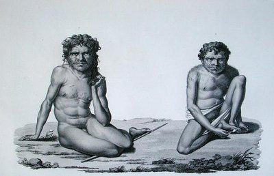 ニューホランドのポートジャクソン。ブルー・マウンテンズのアボリジニーたち（1825年に出版されたフォルジェによる「Voyage Autour du Monde sur les Corvettes de L