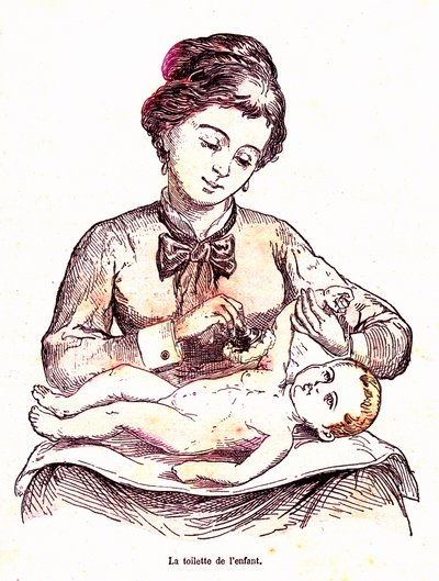 子供のトイレ - 正常な生活と健康 by J. Rengade.1881年 A.デマール画 作： Alphonse Demarle