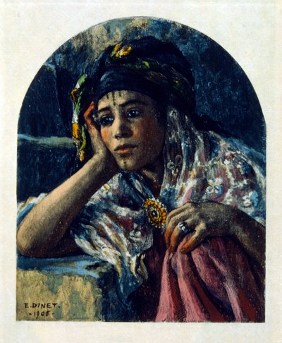 アラブの生活風景「蜃気楼」よりディネによるイラスト。1906.Mirages, Scenes De La Vie Arab』はエティエンヌ・ディネの挿絵、シルマン・ベン・イブラヒム・バマーの解説。ナスレディーヌ・ディネはアルフォンス＝エティエンヌ・ディネ（1861-1929）として生まれた。 作： Alphonse Etienne Dinet
