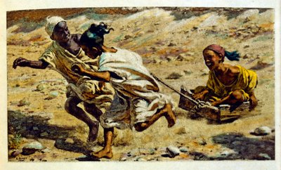 アラブの生活風景「蜃気楼」よりディネによるイラスト。1906.Mirages, Scenes De La Vie Arab』はエティエンヌ・ディネの挿絵、シルマン・ベン・イブラヒム・バマーの解説。ナスレディーヌ・ディネはアルフォンス＝エティエンヌ・ディネ（1861-1929）として生まれた。 作： アルフォンス・エティエンヌ・ディネ