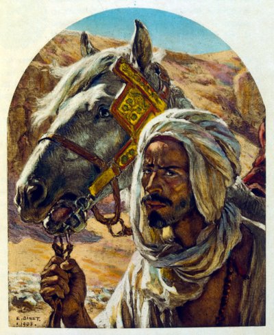 Dinet:n kuvitus teoksesta Mirages Scenes of Arab life. 1906. Mirages, Scénes De La Vie Arab on kuvittanut Etienne Dinet Silman Ben Ibrahim Bamerin kommentilla. Nasreddine Dinet syntyi nimellä Alphonse-Étienne Dinet; (1861-1929) oli ranskalainen itämainen 作： Alphonse Etienne Dinet