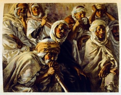 「Mirages」Scenes of Arab life の Dinet によるイラスト。 1906年。ミラージュ、シーン・デ・ラ・ヴィ・アラブは、エティエンヌ・ディネットによってイラストが描かれ、シルマン・ベン・イブラヒム・バーマーによる解説が付けられました。 Nasreddine Dinet は、Alphonse-Étienne Dinet として生まれました。 (1861-1929) はフランスの東洋人でした 作： Alphonse Etienne Dinet