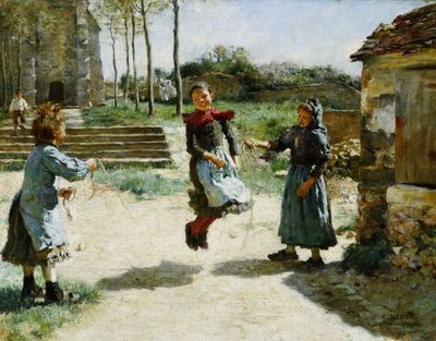 小さな女の子の縄跳び;縄跳びキッズ 作： Alphonse Etienne Dinet