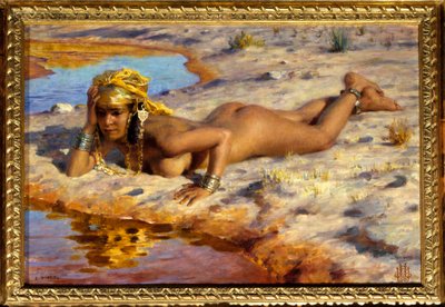 枯れ谷のほとりでエティエンヌ・ディネ（1861-1929）の絵 作： Alphonse Etienne Dinet