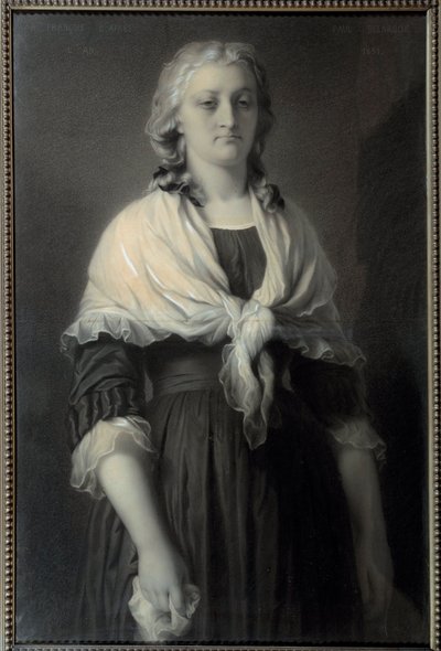 コンシェルジュでの女王マリー アントワネット (1755-1793) の肖像 1793 年に表現された女王は、喪に服しています。 アルフォンス・フランソワ (1814-1888) による木炭画 1851 日。 0,72x1,11 m マルメゾン、シャトー美術館 作： Alphonse François