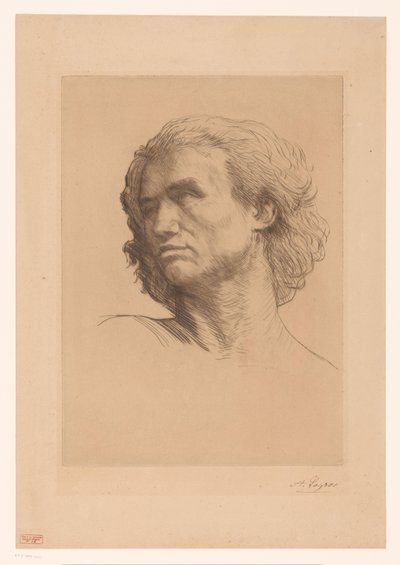男の頭 作： Alphonse Legros (signed by artist)