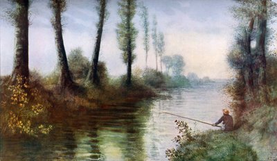 漁師のいる運河、c1857-1911、1912。 作： Alphonse Legros