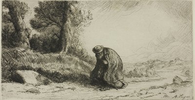 路地を歩く放浪者 作： Alphonse Legros