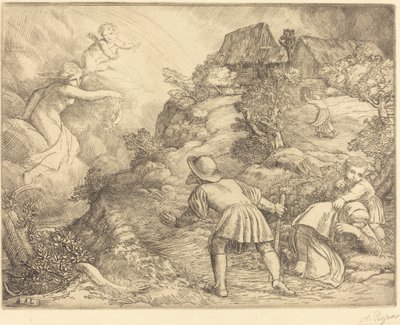 農民とフォーチュンのアレゴリー Le paysan et la fortune: Sujet allegorique. 作： Alphonse Legros