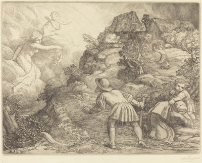 農民とフォーチュンのアレゴリー Le paysan et la fortune: Sujet allegorique. 作： Alphonse Legros