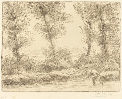 Liane Les bords de la Lianeの銀行。 作： Alphonse Legros