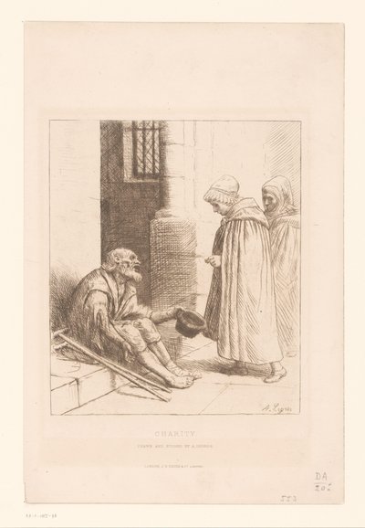 階段の乞食 慈善団体 (オブジェクトのタイトル) 作： Alphonse Legros