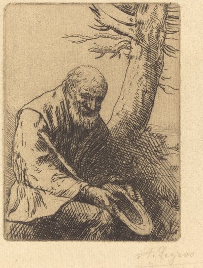 手に帽子をかぶった物乞い 作： Alphonse Legros