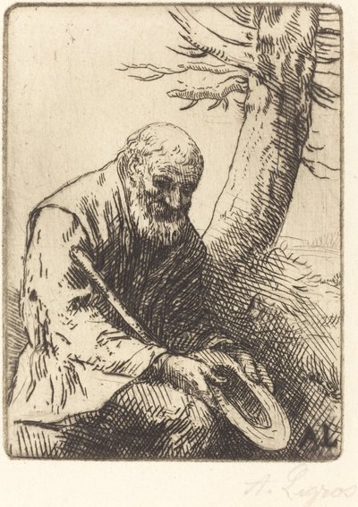 手に帽子をかぶった乞食 帽子を手にした乞食。 作： Alphonse Legros