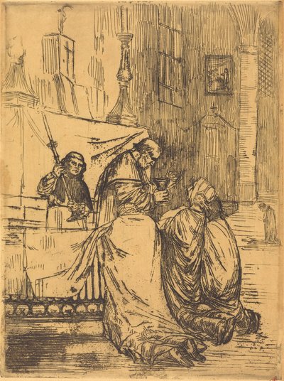 サン・メダール教会の聖体拝領 作： Alphonse Legros