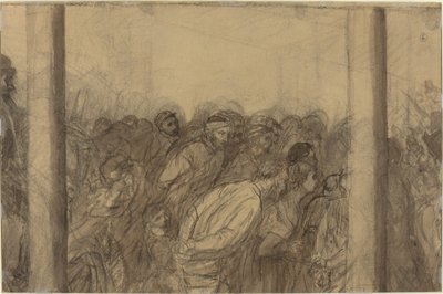 2 つの列の間で見られる人の群れ [裏面] 作： Alphonse Legros