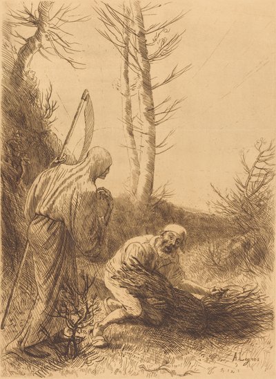 死と木こり、2 枚目のプレート (Le mort et le bucheron) 作： Alphonse Legros