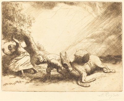 嵐によるロバ動揺 落雷によるロバ動揺。 作： Alphonse Legros