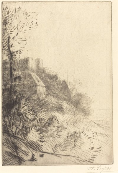 日光の丘の中腹にある農場 作： Alphonse Legros