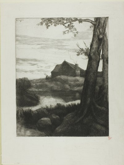 大きな木のある農場 作： Alphonse Legros