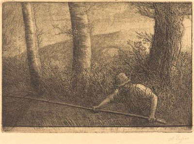フープネットを持った漁師 (ラ ペッシュ ア ラ トラブル) 作： Alphonse Legros