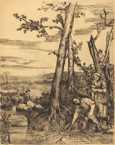 ザリガニ釣り ザリガニ漁師。 作： Alphonse Legros