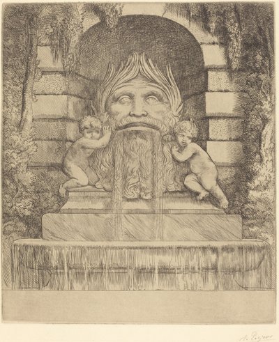 噴水。グロテスクと子供たちと洗面台 Une fountaine:マスク、アンファン、バサン 作： Alphonse Legros