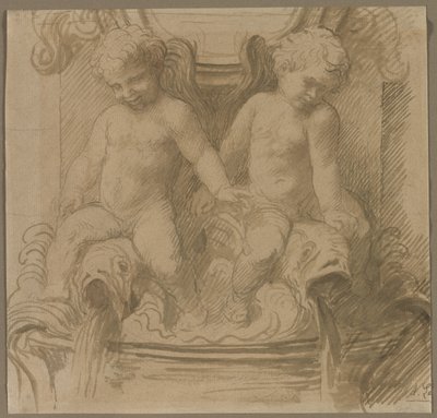 イルカに乗るプッティの噴水 作： Alphonse Legros