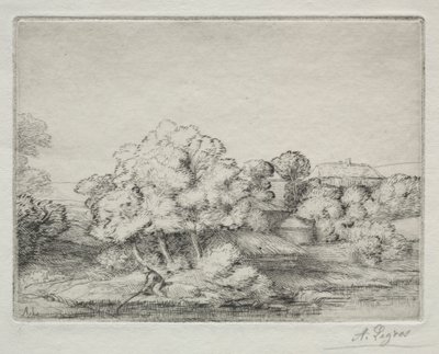 湖の近くのハムレット 作： Alphonse Legros