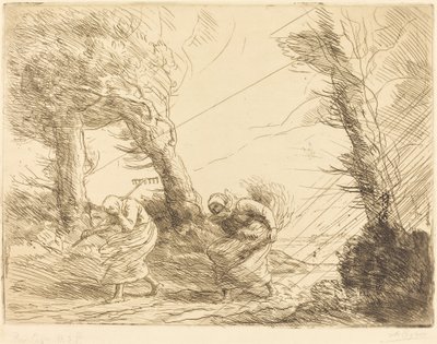 嵐に驚いたハーベスター 嵐に驚いたハーベスター。 作： Alphonse Legros