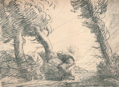 嵐に驚かされた収穫機、c1900、1923 作： Alphonse Legros