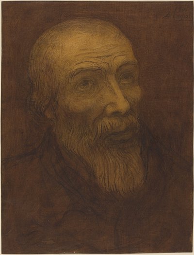 あごひげを生やしたハゲ男の頭、1906年。 作： Alphonse Legros
