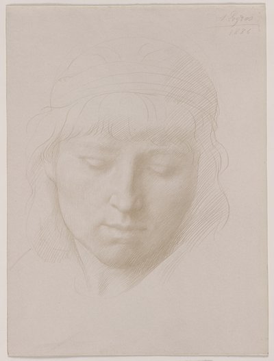 男の頭、1886年。 作： Alphonse Legros