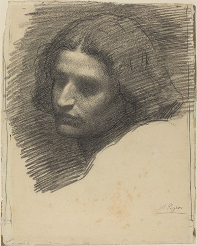 左向きの男性の頭部 [右] 作： Alphonse Legros