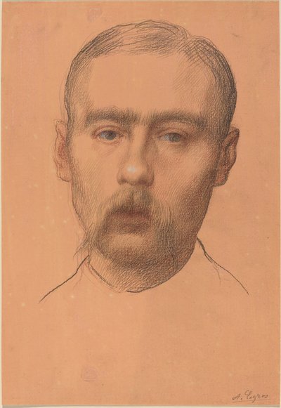 男性の頭部 E.D. 教授の肖像画の可能性 アダムス。 作： Alphonse Legros