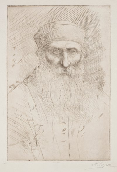 長いあごひげを生やした男の頭 作： Alphonse Legros