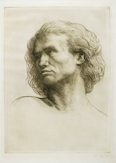 モデルの頭、1877 作： Alphonse Legros