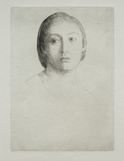 若い女の子の頭。 作： Alphonse Legros