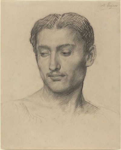 若い男の頭。 作： Alphonse Legros