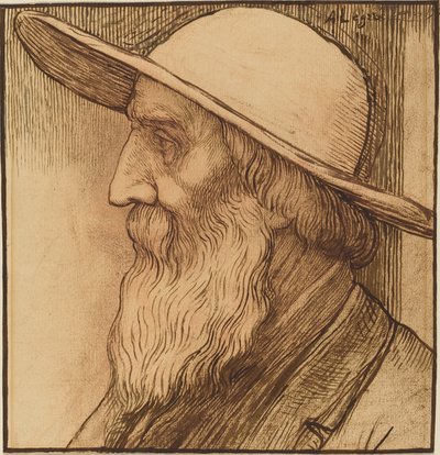 つばの広い帽子をかぶった老人の頭部 作： Alphonse Legros